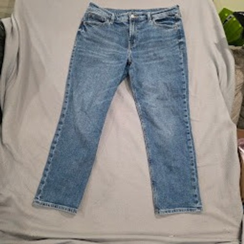 Old Navy OG Straight Jeans Womens 10 Petite Blue High Waisted Denim Medium Wash
